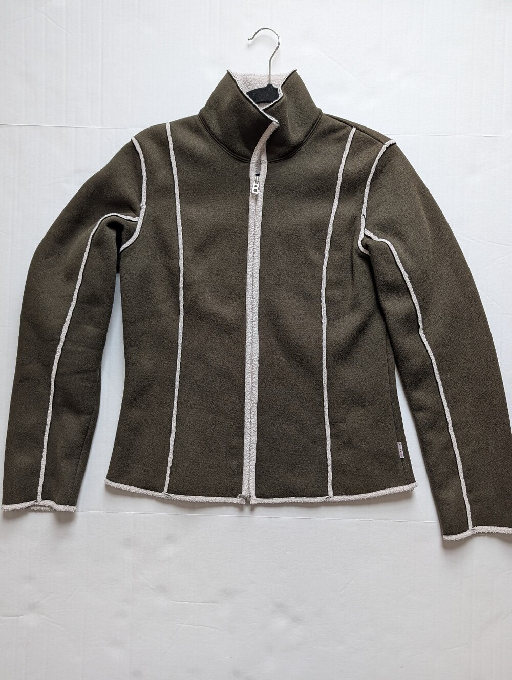 Bogner Fire + Ice Womens M/L Fleece Jacket Olive Green Sherpa Full Zip Ski EU 40